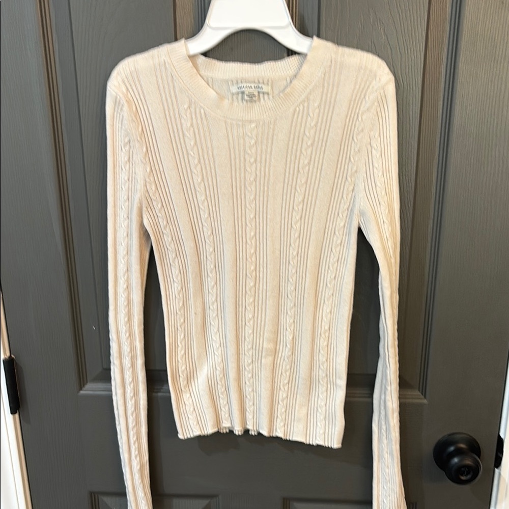 American Eagle Outfitters Ivory Cable Knit Sweater